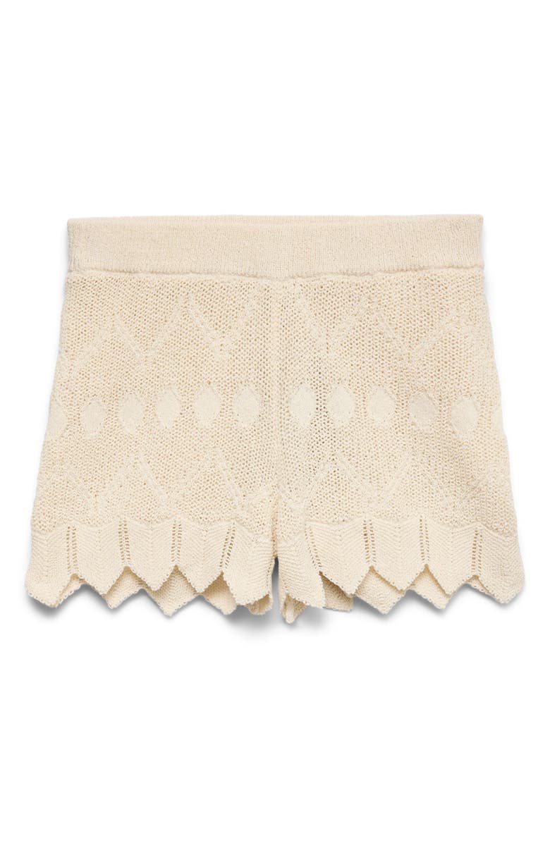 VERO MODA Seashell Sands Pointelle Scallop Trim Mini Shorts, Alternate, color, Birch