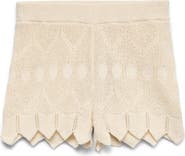 VERO MODA Seashell Sands Pointelle Scallop Trim Mini Shorts