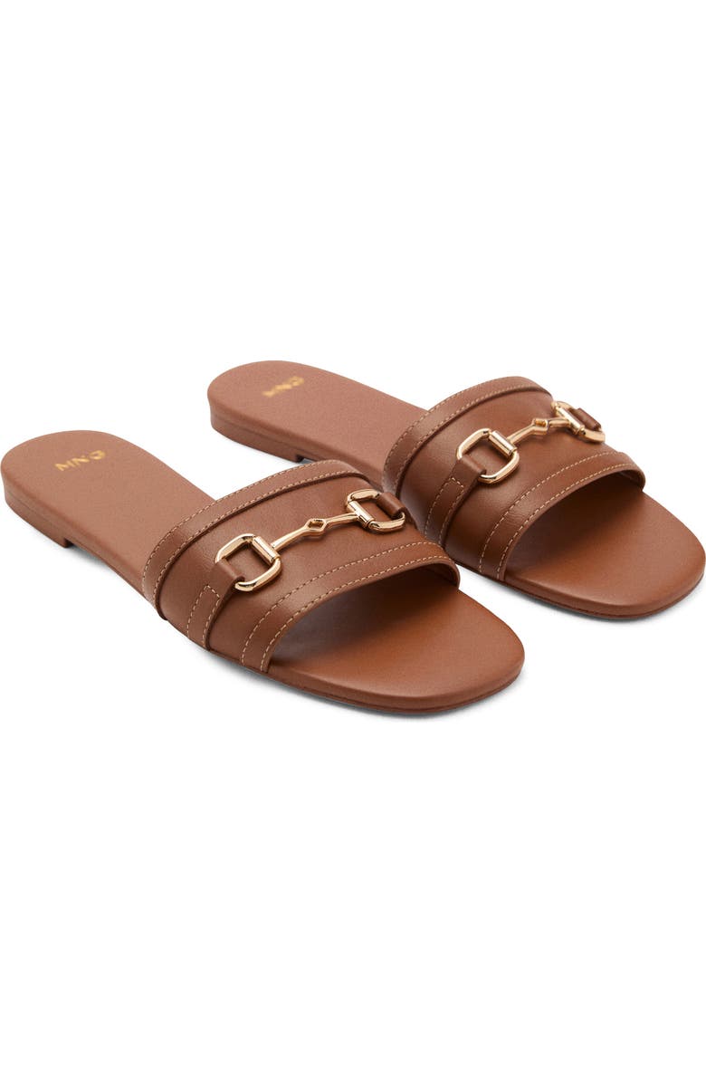 MANGO Buckle Slide Sandal, Main, color, Leather