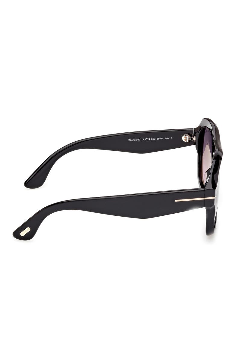 Rhonda 56mm Gradient Pilot Sunglasses, Alternate, color, SHINY BLACK / SMOKE LENS