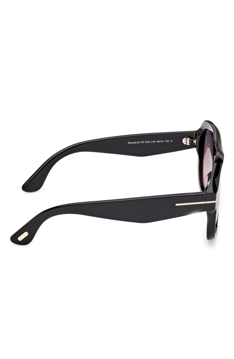 TOM FORD Rhonda 56mm Gradient Pilot Sunglasses, Alternate, color, Shiny Black / Smoke Lens