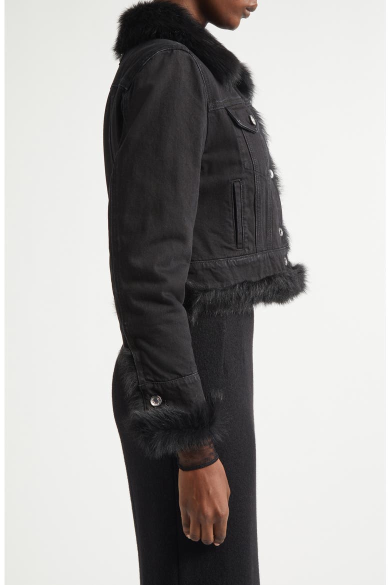 Genuine Shearling Trim Denim Jacket, Alternate, color, MULTICOLOR