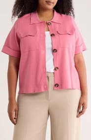 T Tahari Short Sleeve Button Front Cardigan