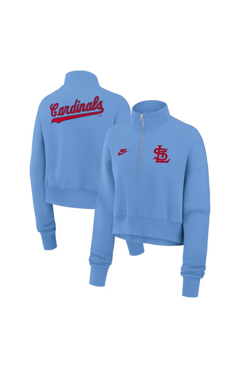 Nike Women's Nike Light Blue St. Louis Cardinals Cooperstown Collection Phoenix Fleece Half-Zip Sweatshirt, Alternate, color, Light Blue