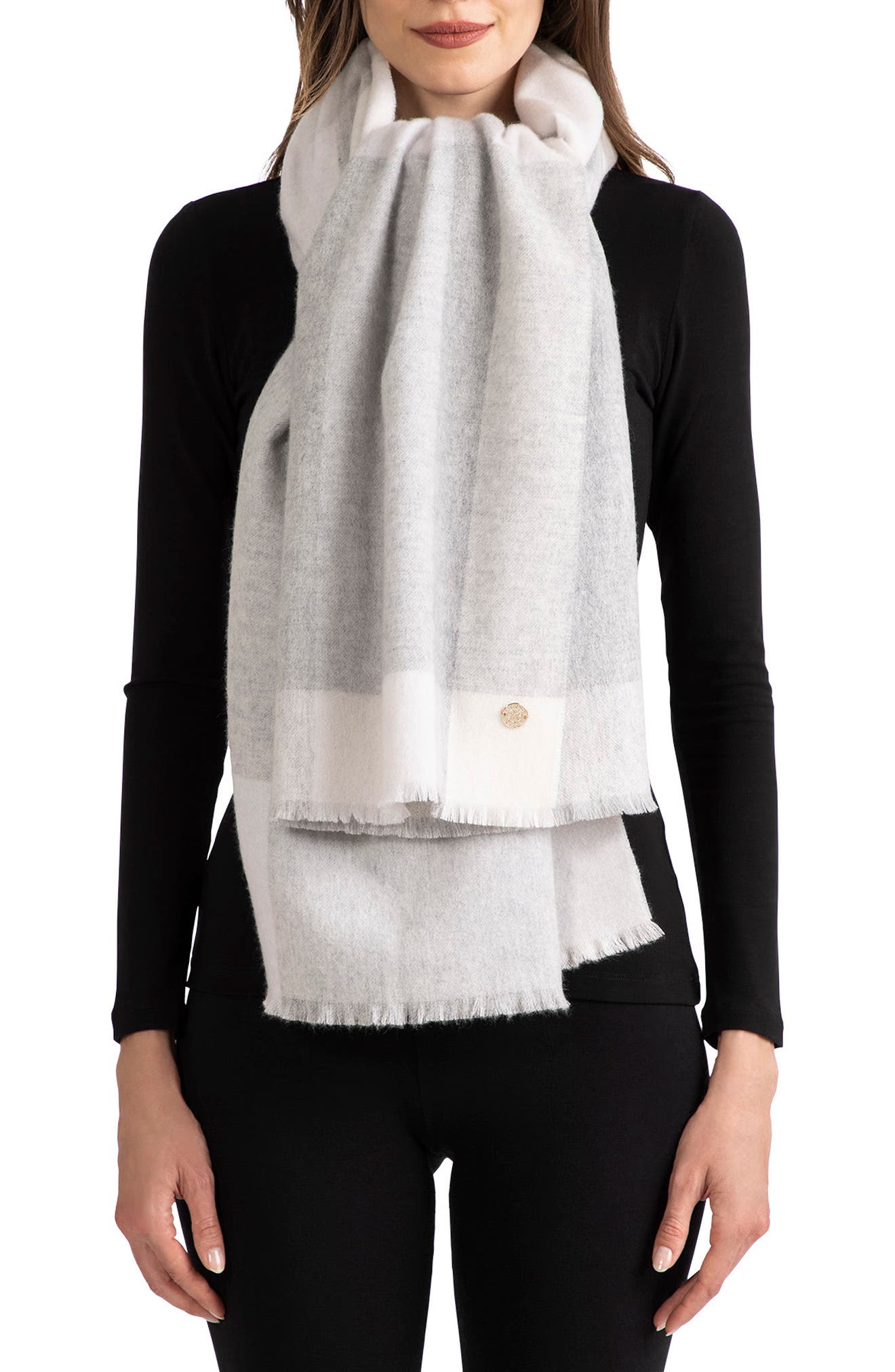 Bruno Magli Plaid Cashmere Scarf