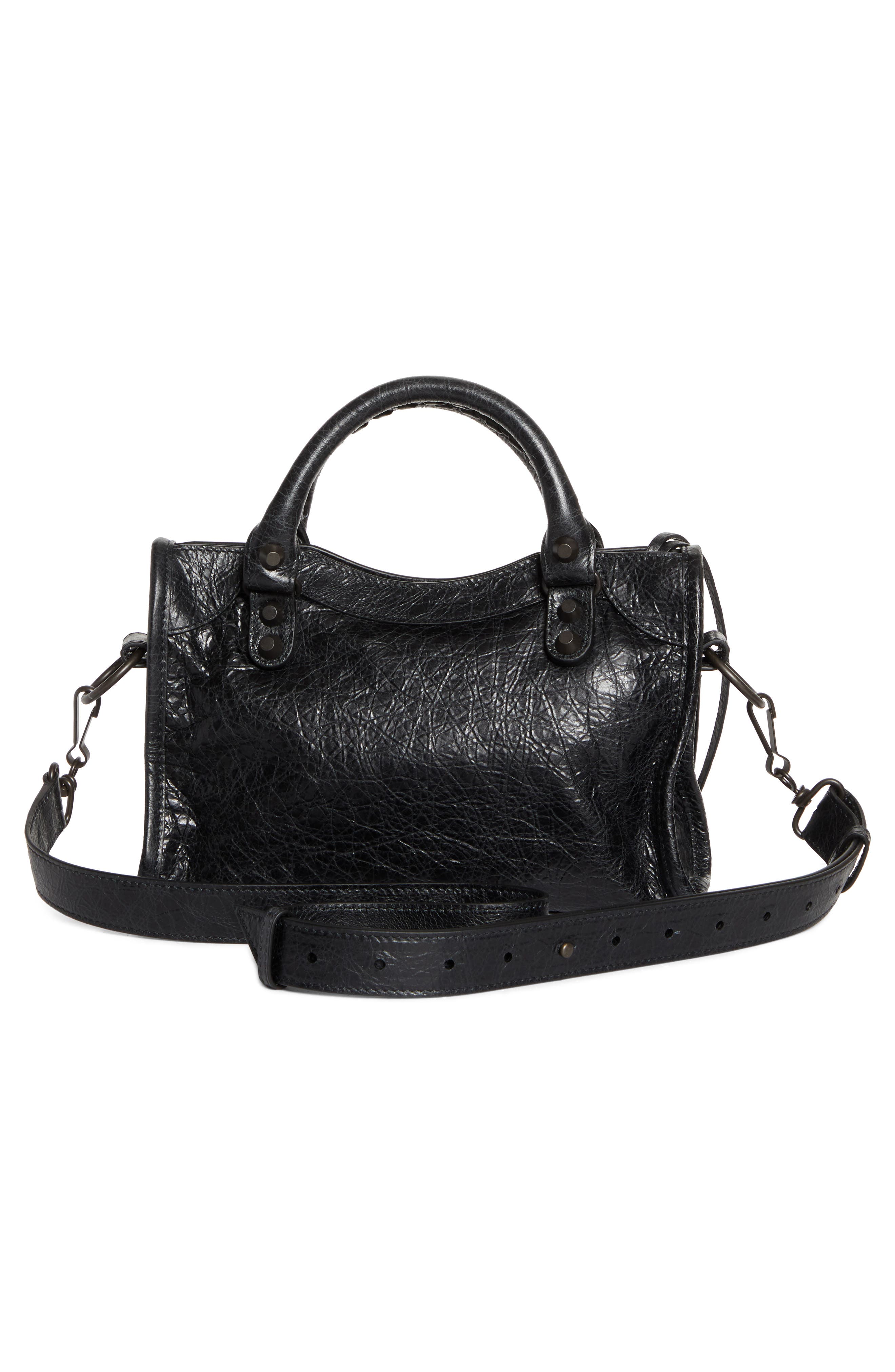 Balenciaga Mini Le City Crinkle Leather Top Handle Bag, Alternate, color, 