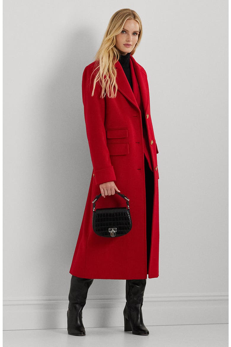 Wool & Cashmere Blend Coat, Alternate, color, FESTIVE RED