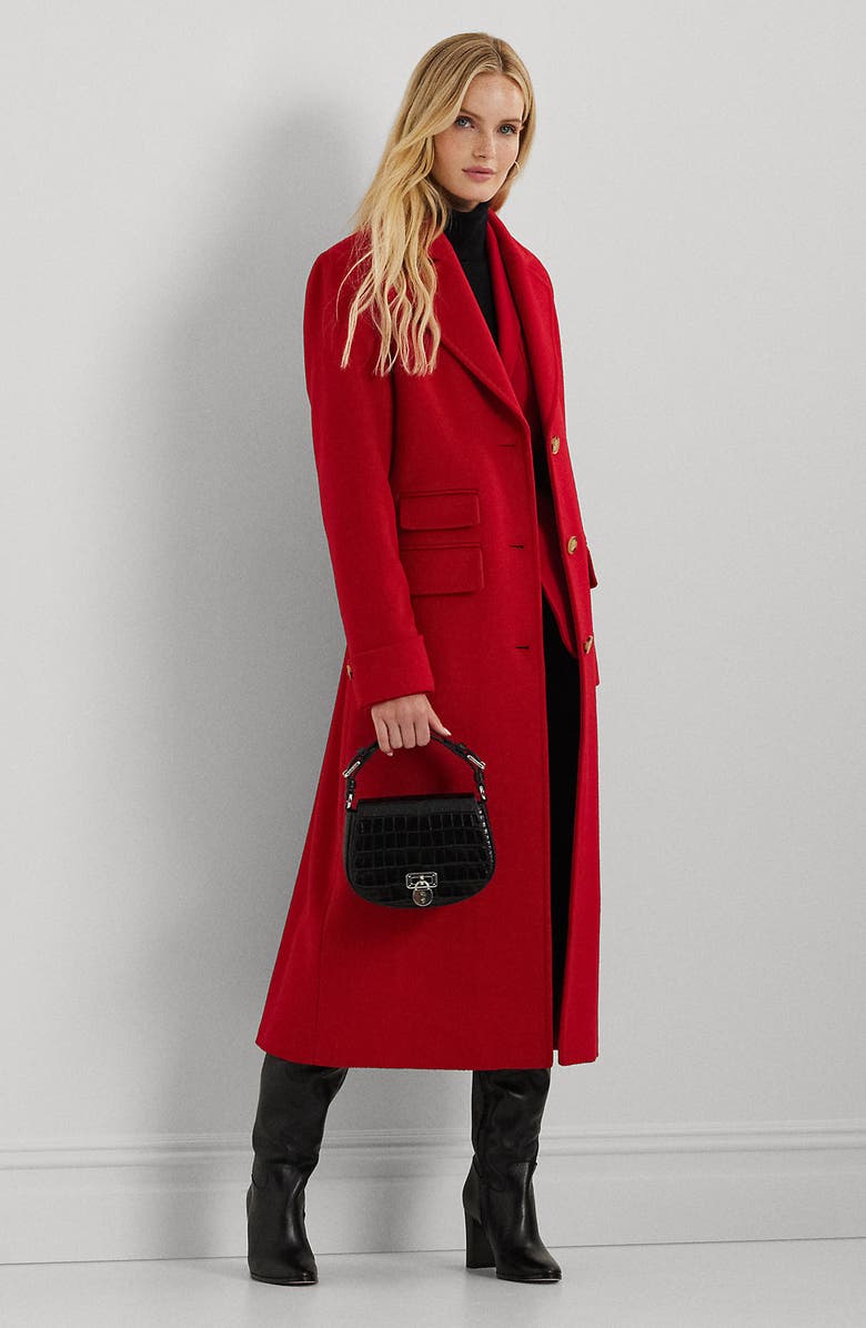 Lauren Ralph Lauren Wool & Cashmere Blend Coat, Alternate, color, Festive Red