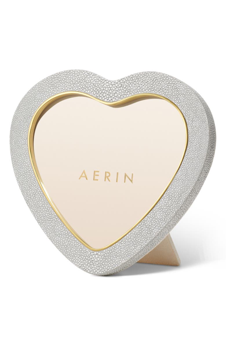 Aerin Shagreen Heart Picture Frame, Main, color, Dove
