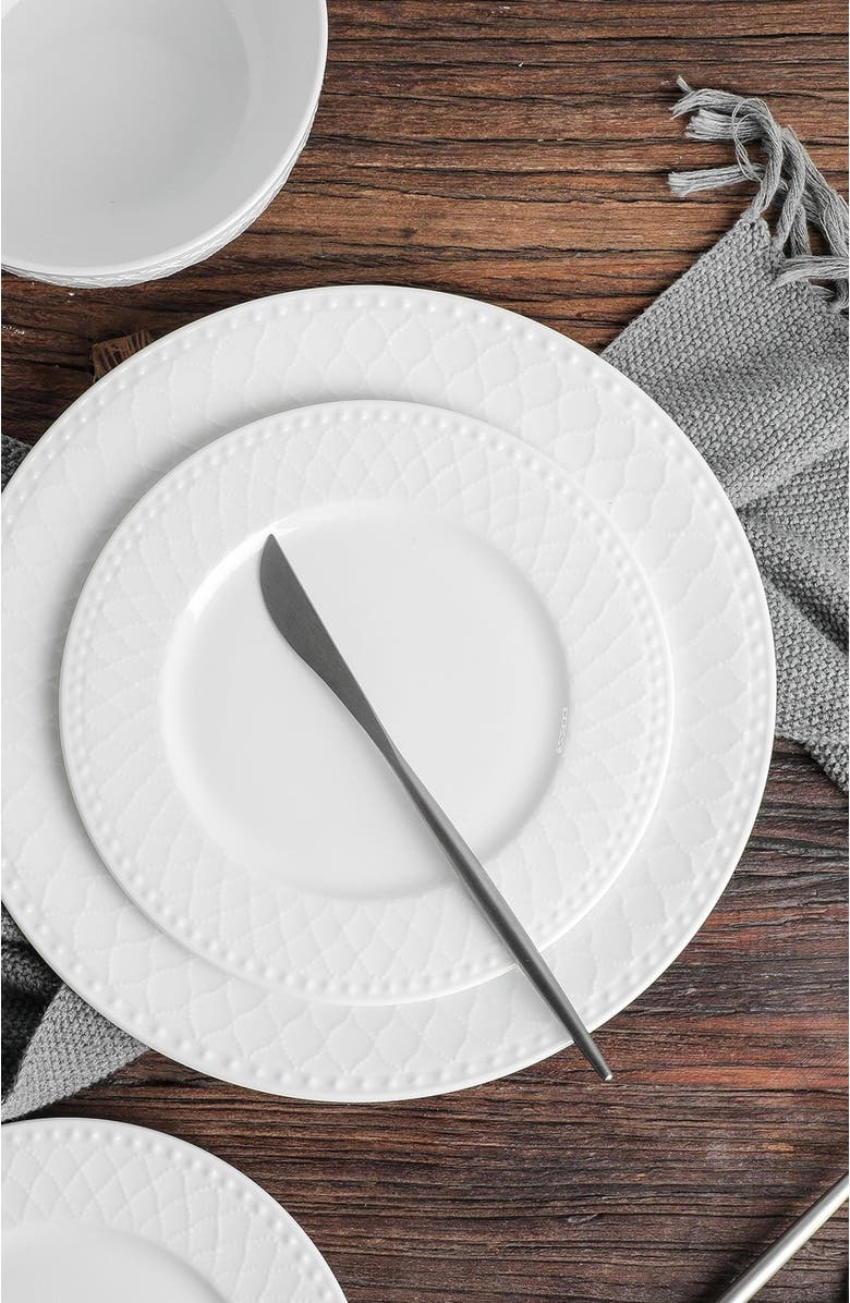 Stone Lain Alexandria Bone China 16-Piece Dinnerware Set, Alternate, color, White