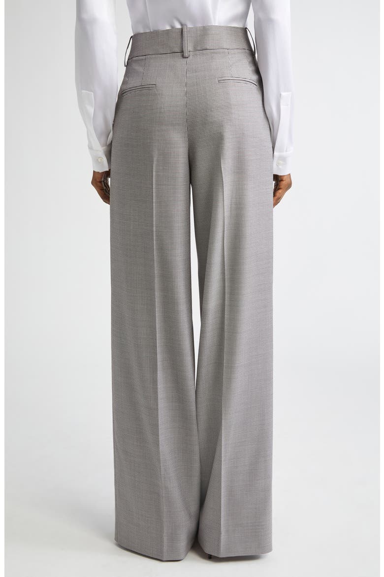 Pleated Houndstooth Slouch Stretch Virgin Wool Trousers, Alternate, color, CHOCOLATE/ WHITE