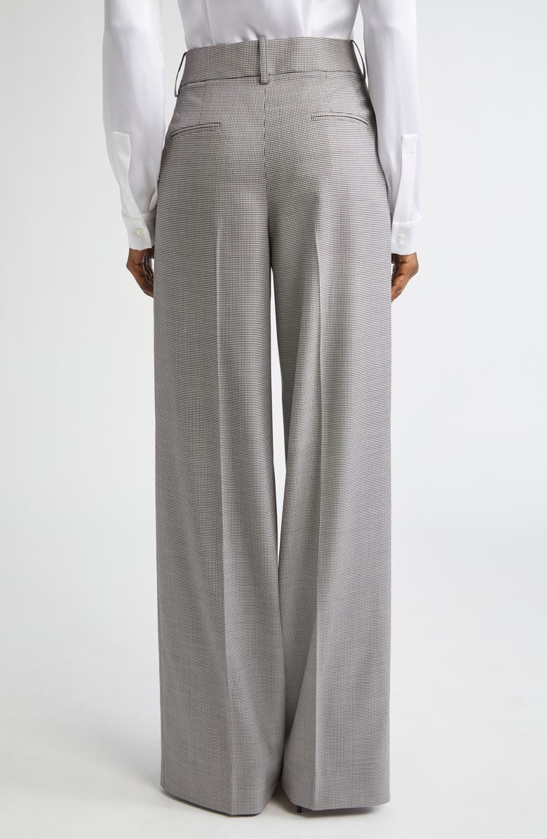 Michael Kors Collection Pleated Houndstooth Slouch Stretch Virgin Wool Trousers, Alternate, color, Chocolate/ White