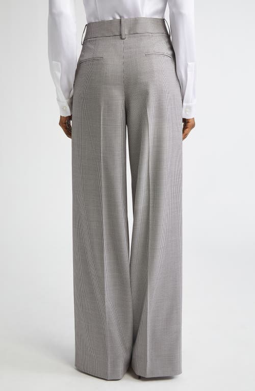 Michael Kors Collection Pleated Houndstooth Slouch Stretch Virgin Wool Trousers In Gray