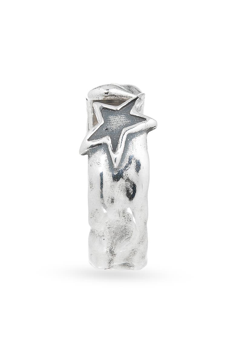 Men's Engraved Star Open Ring, Alternate, color, SILVER
