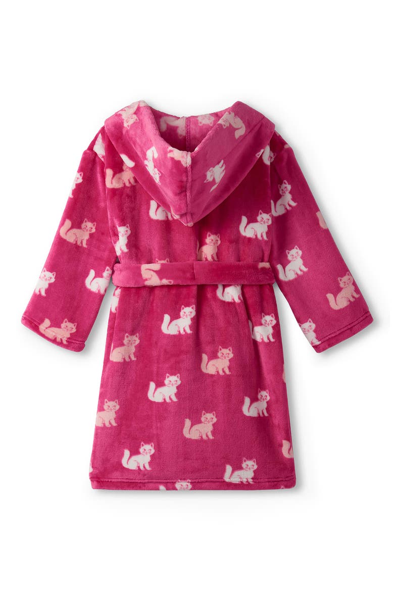 Kids' Little Kitties Plush Hooded Robe, Alternate, color, RASPBERRY ROSE