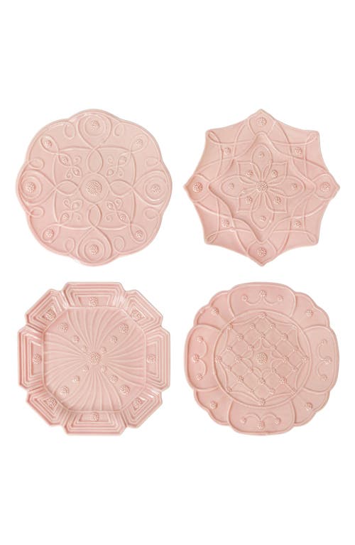 Juliska Jardins Du Monde Assorted Dessert/salad Plates, Set Of 4 In Blush