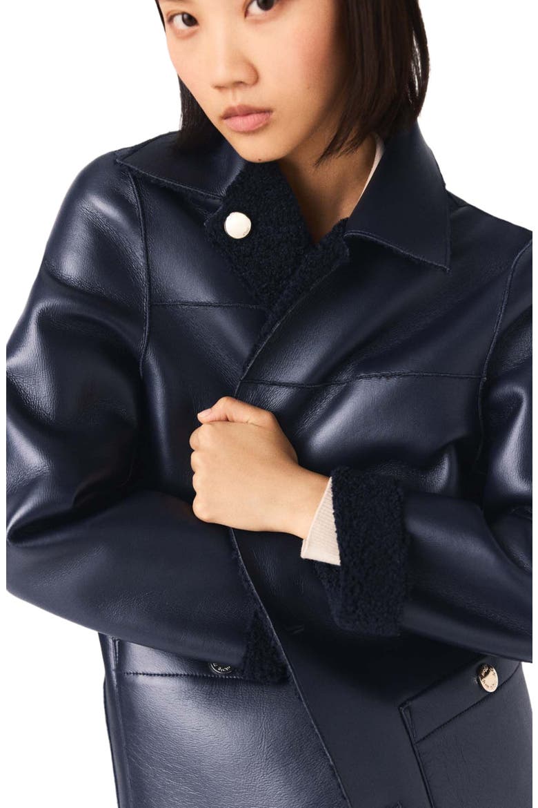 Reversible Faux Shearling Jacket, Alternate, color, Navy