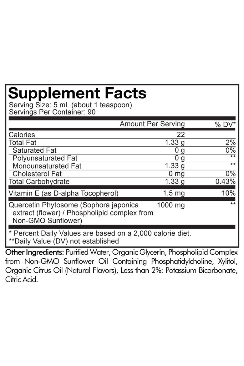 Liquid Quercetin Phytosome + Vitamin E Supplement, Alternate, color, White