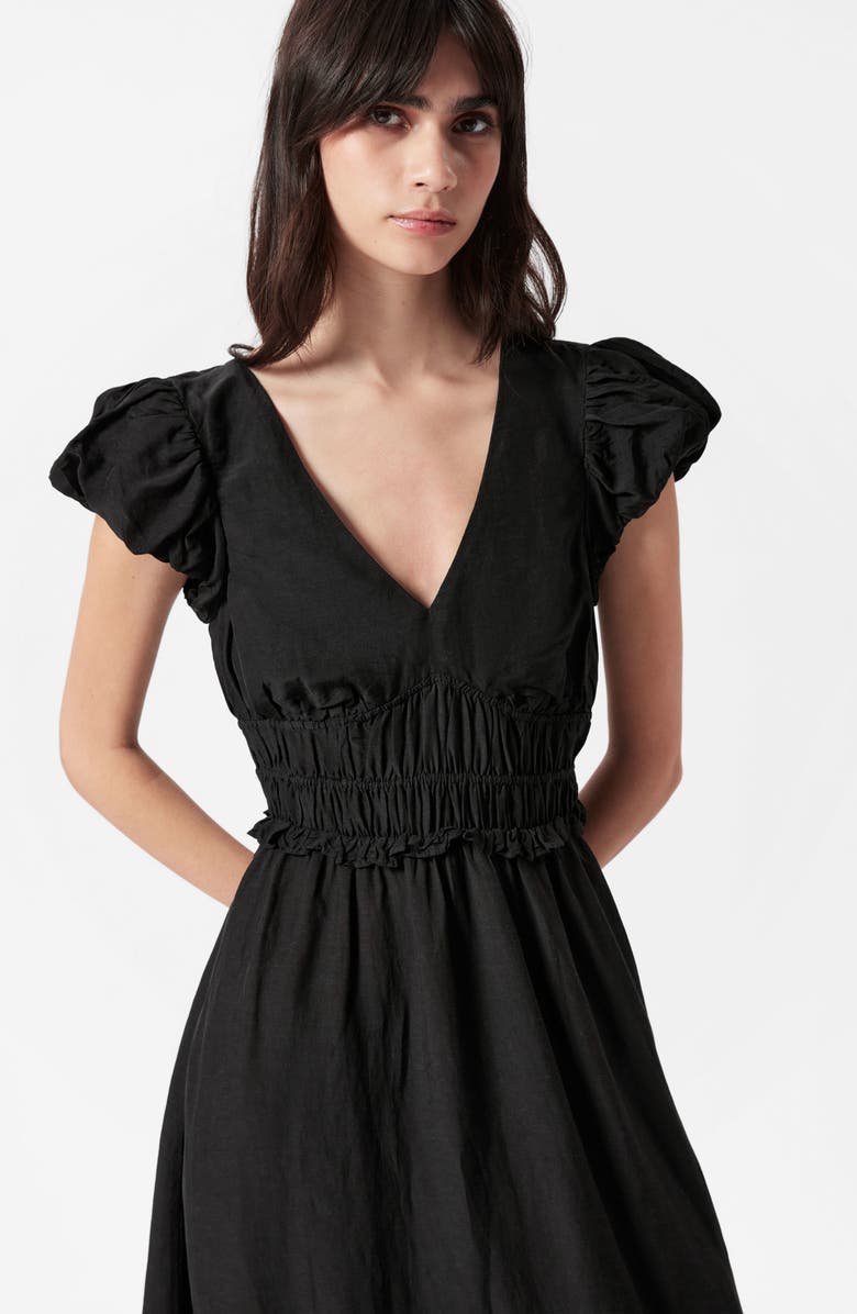 & Other Stories Smock Waist Dress, Alternate, color, Black Dark