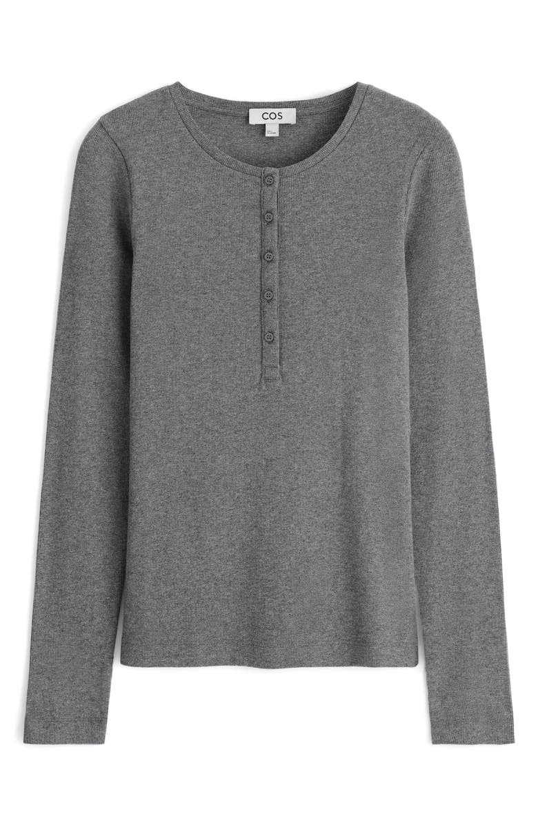 COS Long Sleeve Stretch Organic Cotton Rib Henley, Alternate, color, 