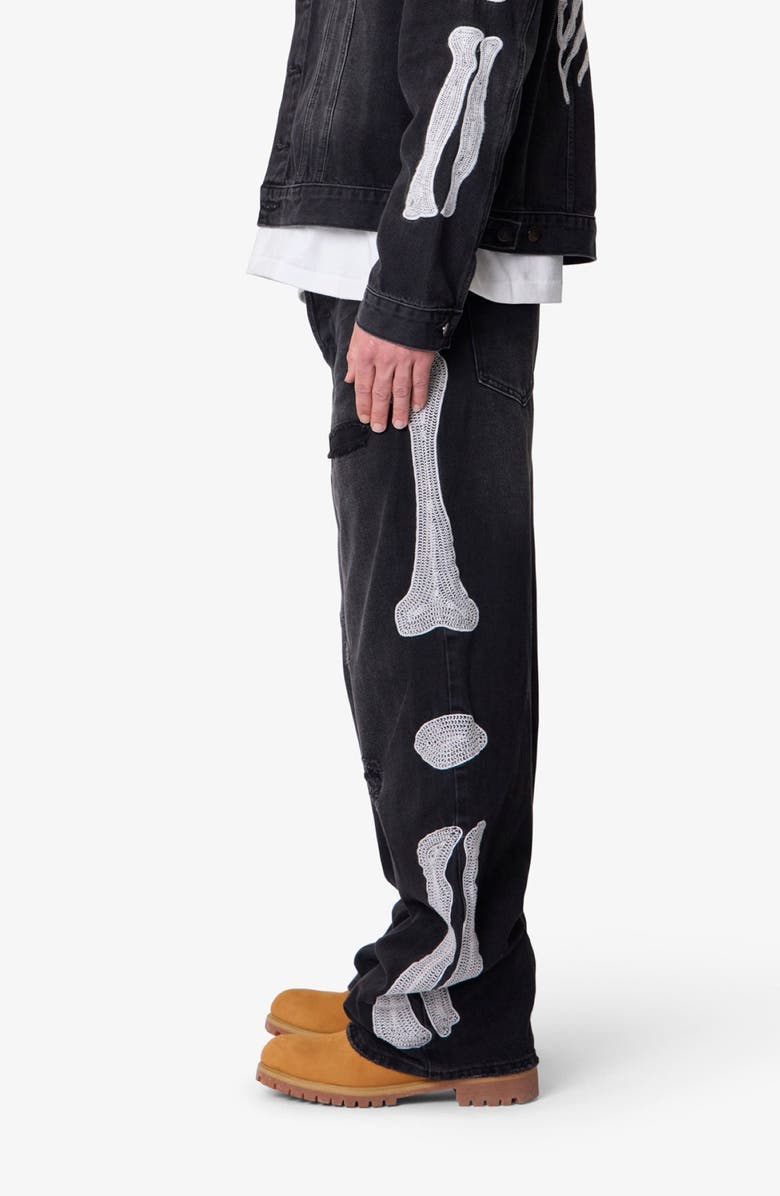 mnml Raw Skeleton Distressed Ultra Baggy Jeans, Alternate, color, 