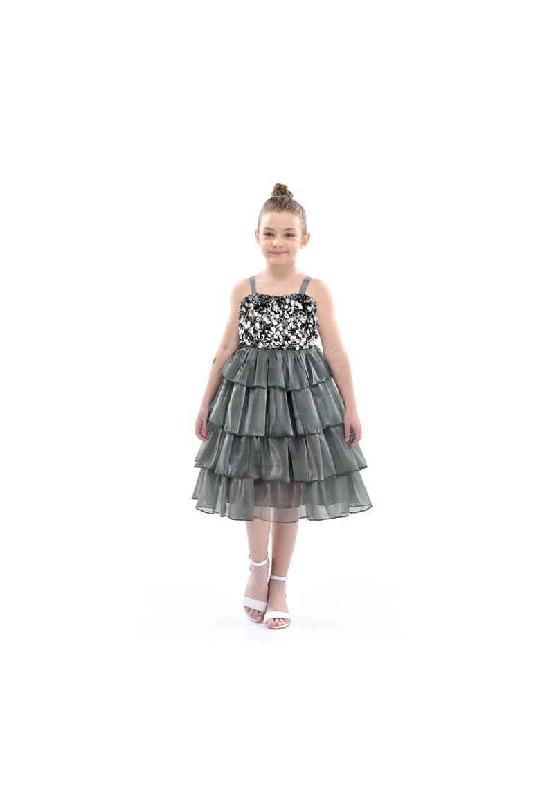 Layered Tulle Sequin Sleeveless Dress, Alternate, color, Grey
