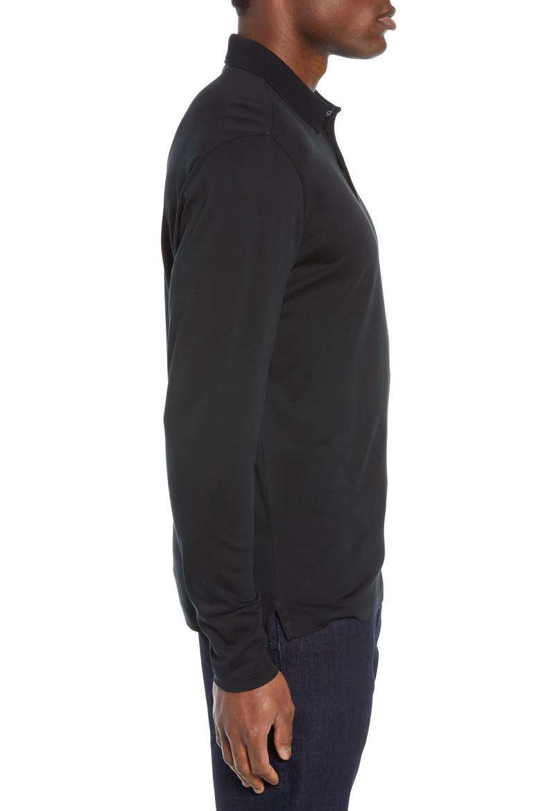 Batiste Long Sleeve Polo, Alternate, color, BLACK