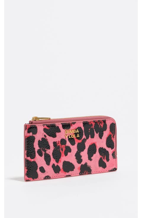 Medium Textured Shiny Leopard Print Card Holder/Coin Wallet