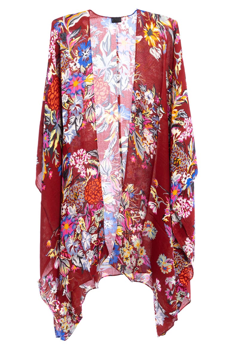 Floral Ruana, Alternate, color, RUST