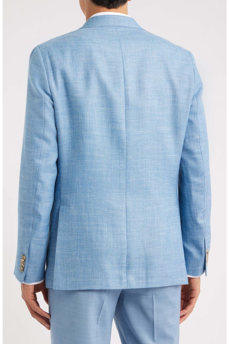 250th Capsule Myles Unconstructed Light Blue Slub Wool & Silk Blend Sport Coat, Alternate, color, LIGHT BLUE
