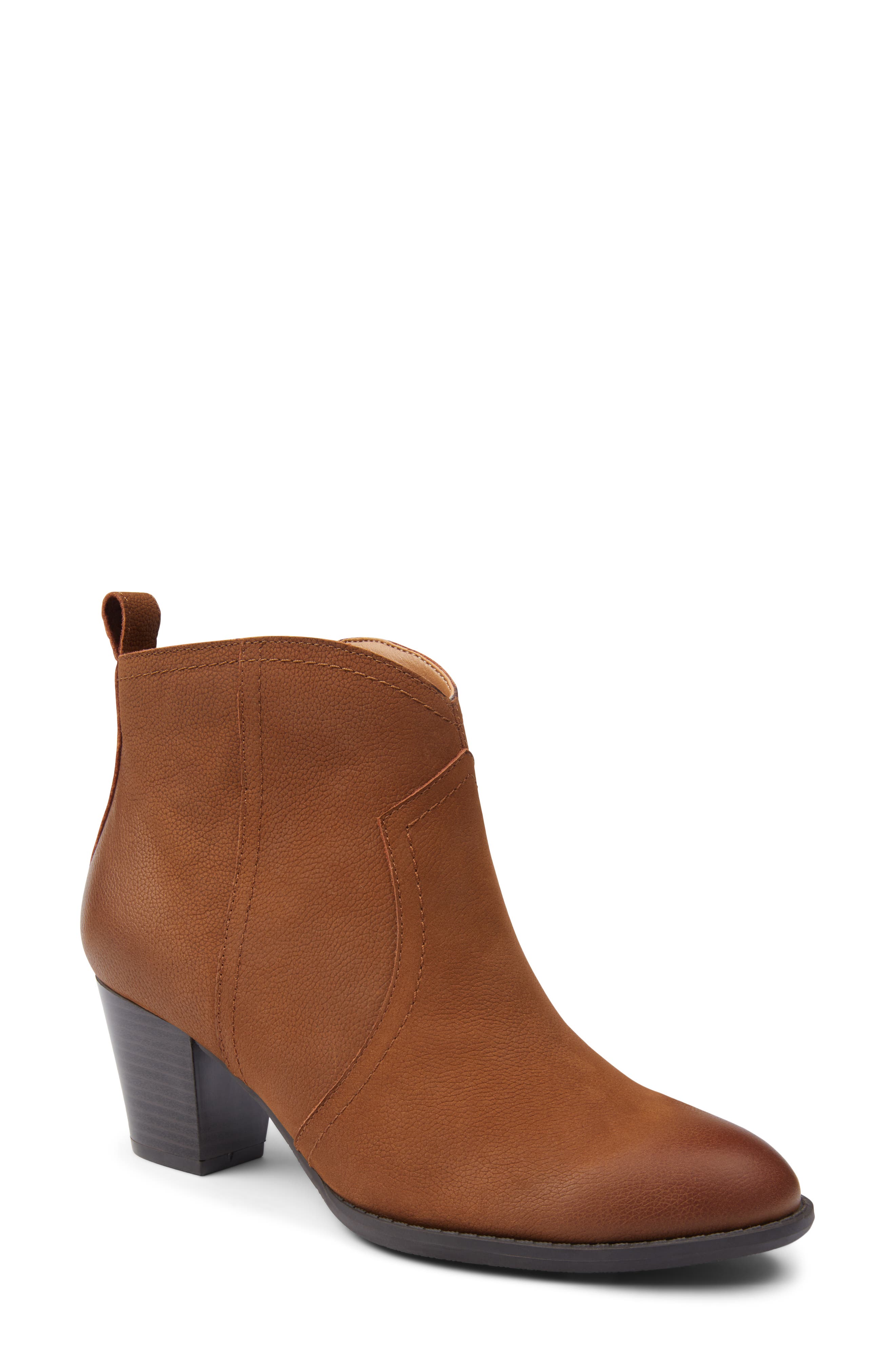 Raina Water Resistant Bootie, Main, color, BROWN NUBUCK LEATHER