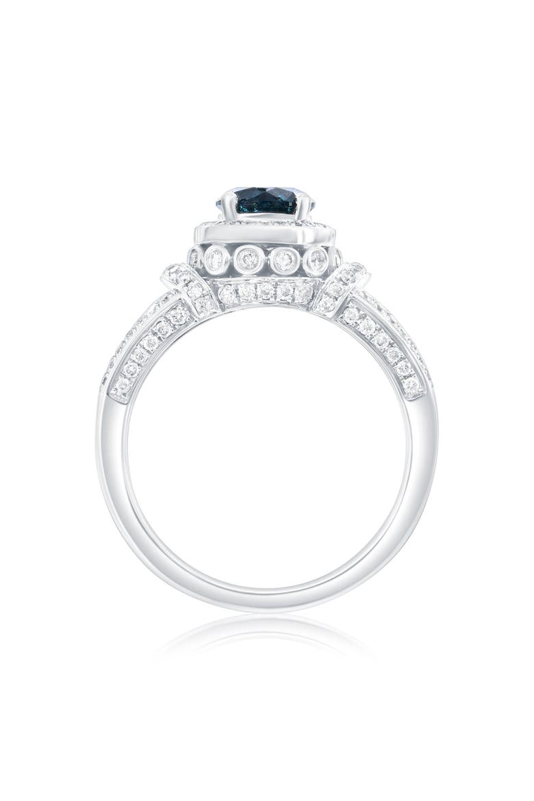 14K White Gold 0.95ct Blue Diamond & 0.56cttw Diamond Ring, Alternate, color, White Gold