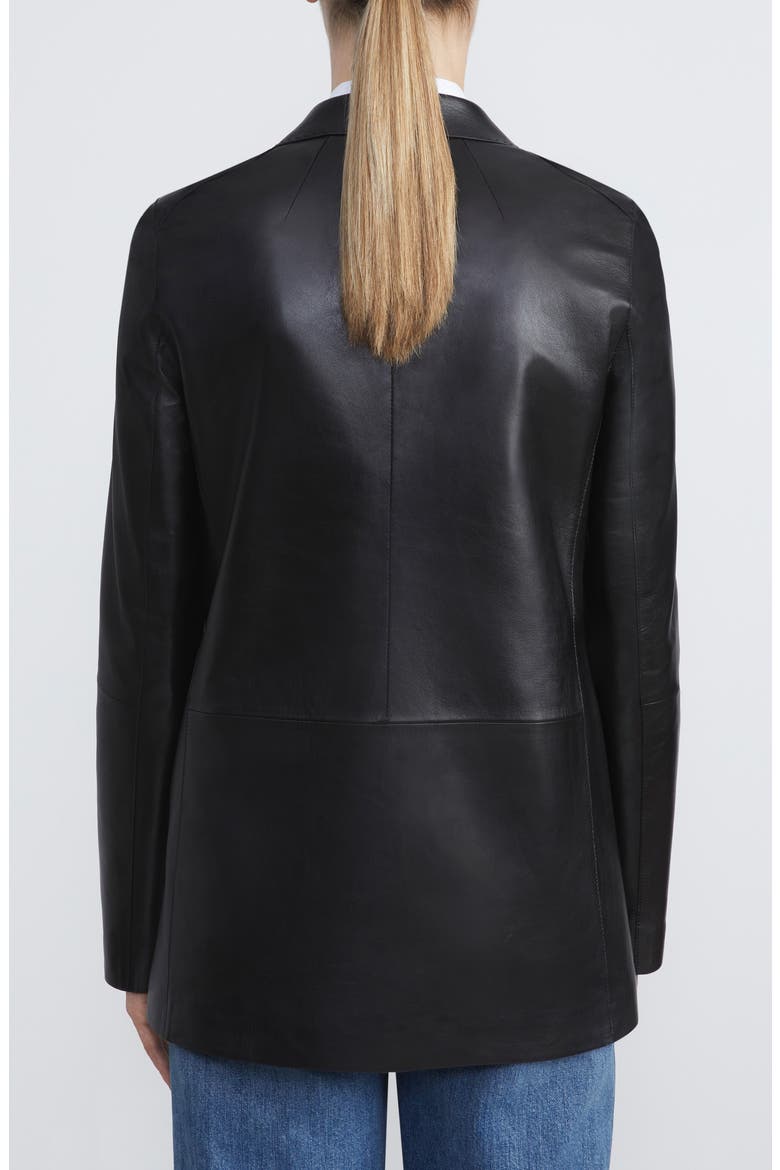 Lambskin Leather Blazer, Alternate, color, BLACK