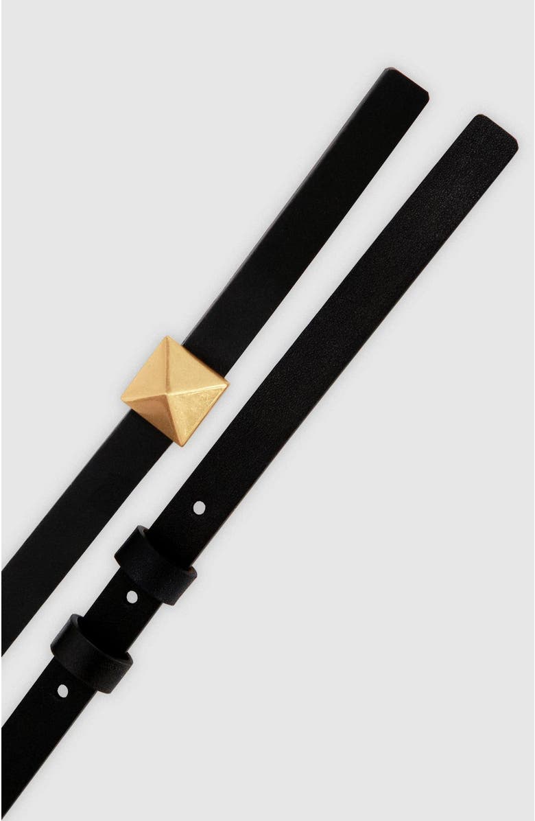 Belle & Bloom Cleopatra Pyramid Stud Leather Belt, Alternate, color, Black