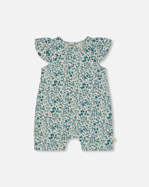 Deux Par Deux Printed French Terry Dress - Baby Blue Flowers Deux Par Deux Printed French Terry Dress - Baby Blue Flowers
