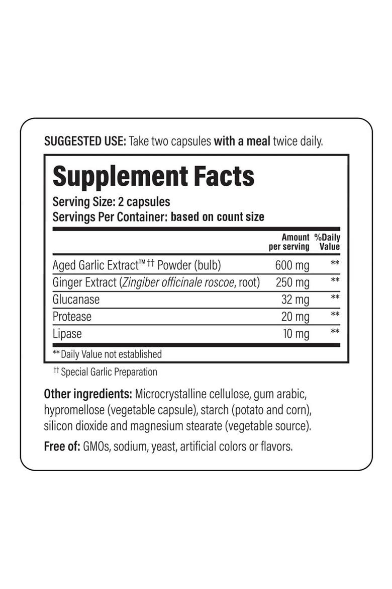 Aged Garlic Extract Formula 102, Cleanse & Digestion, Ginger and Enzyme Complex, 100 Capsules, Alternate, color, None