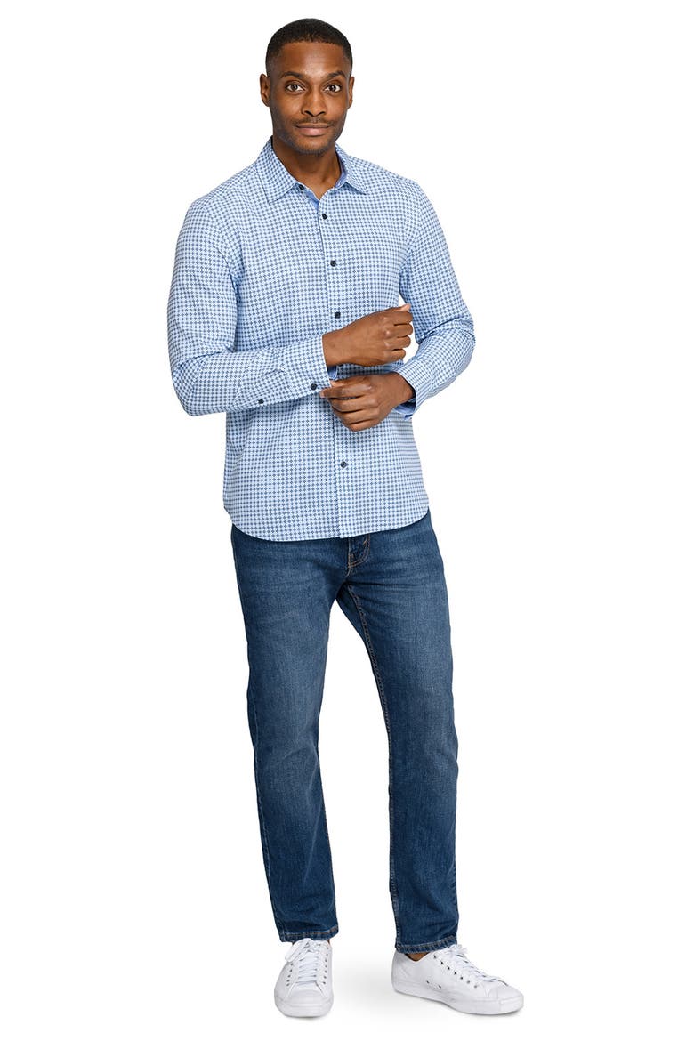 Diamond Geo Woven Long Sleeve Basic, Alternate, color, WHITE/BLUE