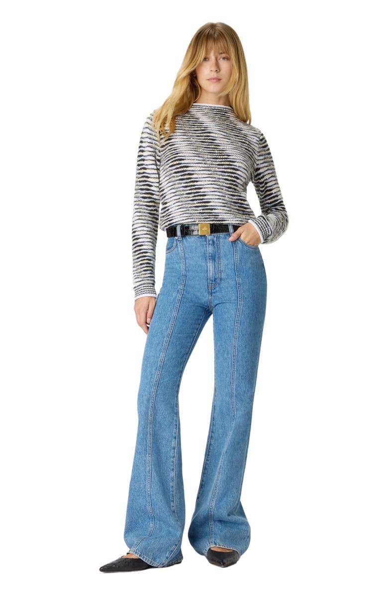 Missoni Mock Neck Sweater With Flame Pattern, Main, color, Black & Grey