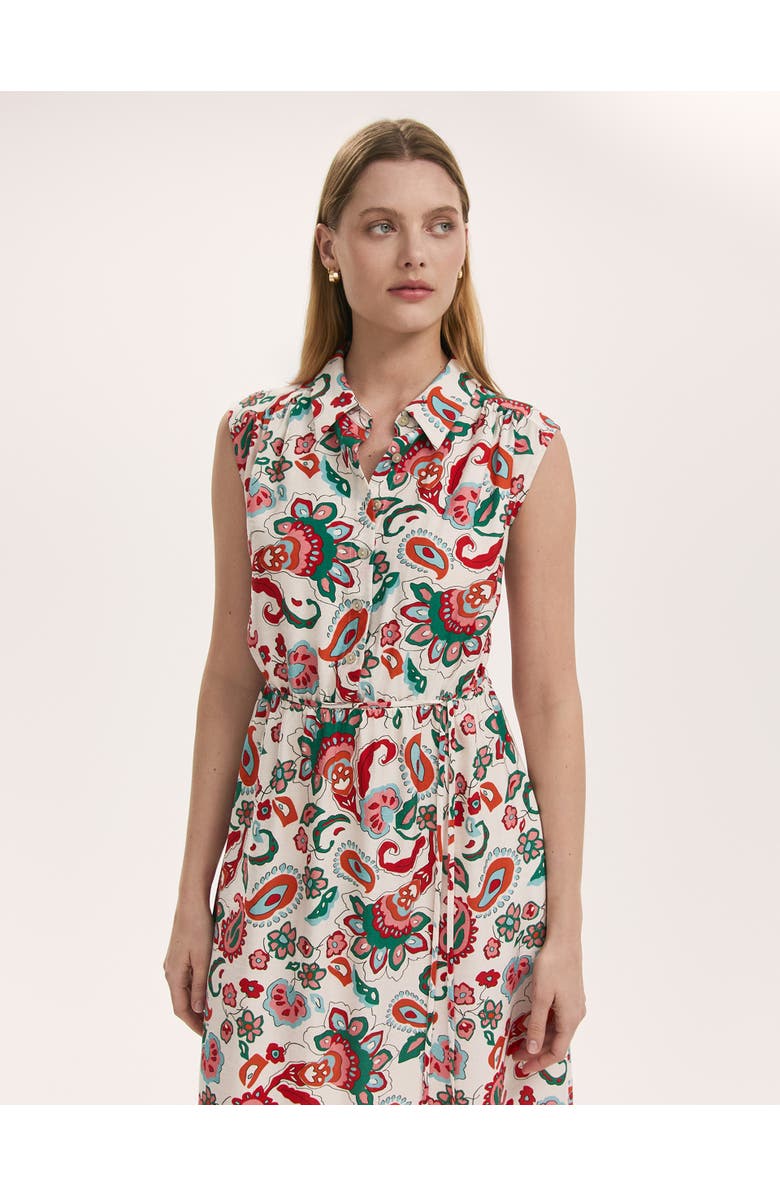Finery London Alida Floral Midi Shirt Dress, Alternate, color, Ivory Paisley