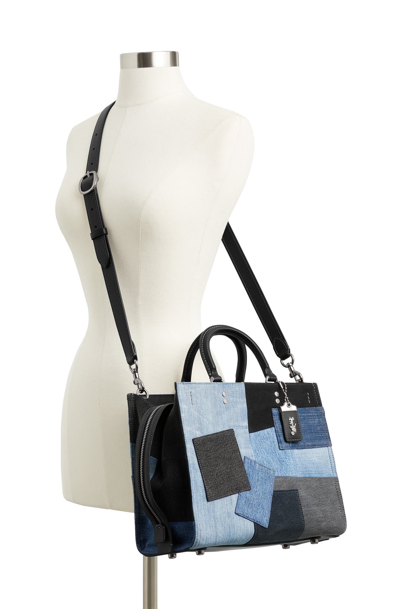 COACH Rouge Denim Patchwork Top Handle Bag, Alternate, color, 