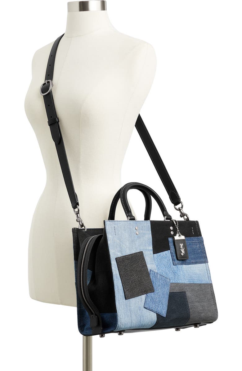 COACH Rouge Denim Patchwork Top Handle Bag, Alternate, color,
