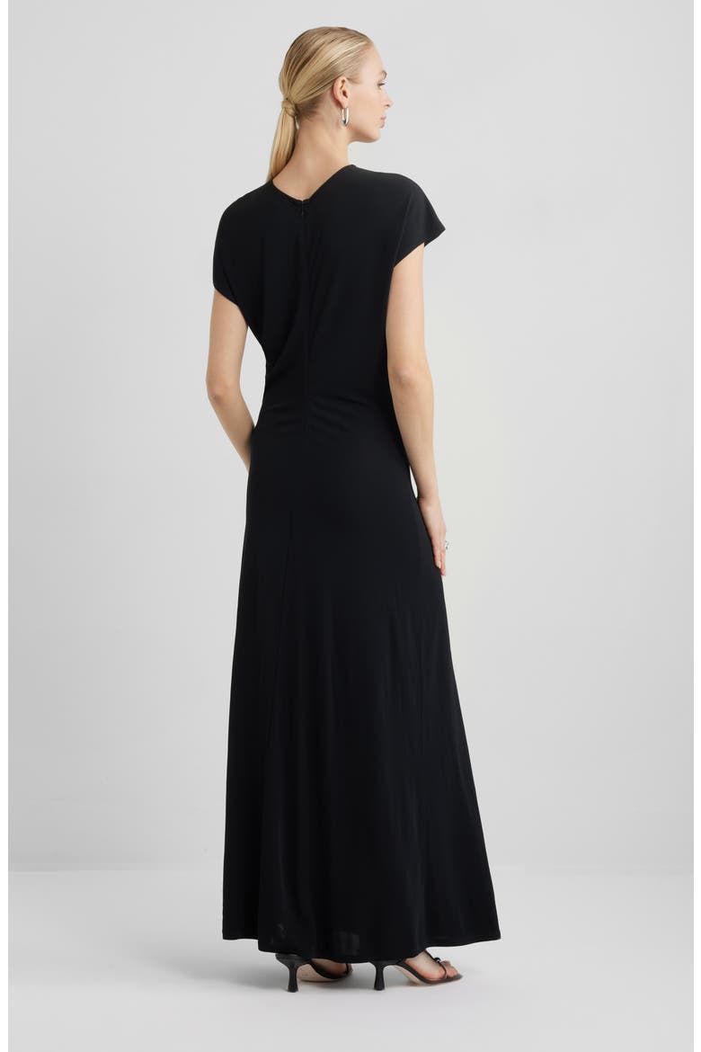 Draped Matte Jersey Maxi Dress, Alternate, color, BLACK