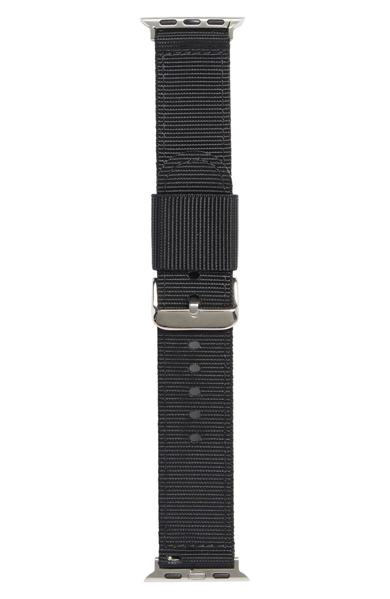 NORDSTROM RACK Canvas Smartwatch Band, Main, color, Black- Silver
