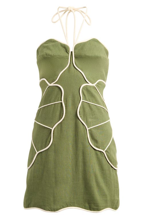 Farm Rio Green Wavy Halter Minidress