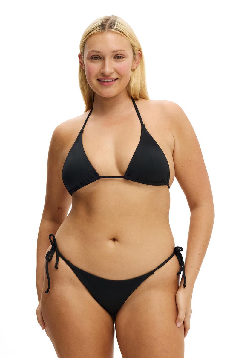 COTTON ON BODY Women's String Tie Side Brazilian Bikini Bottom, Alternate, color, Black