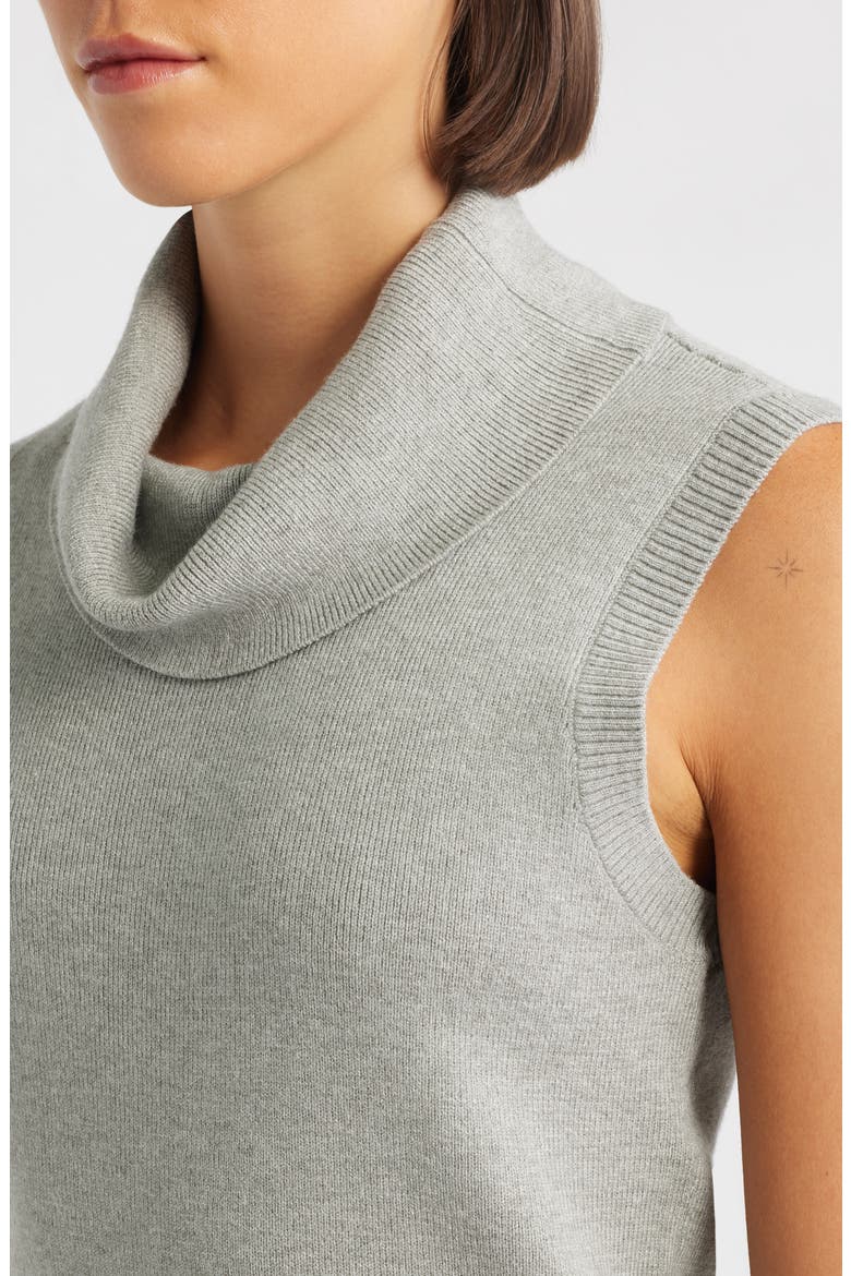 Turtleneck Sleeveless Sweater, Alternate, color, GRAY