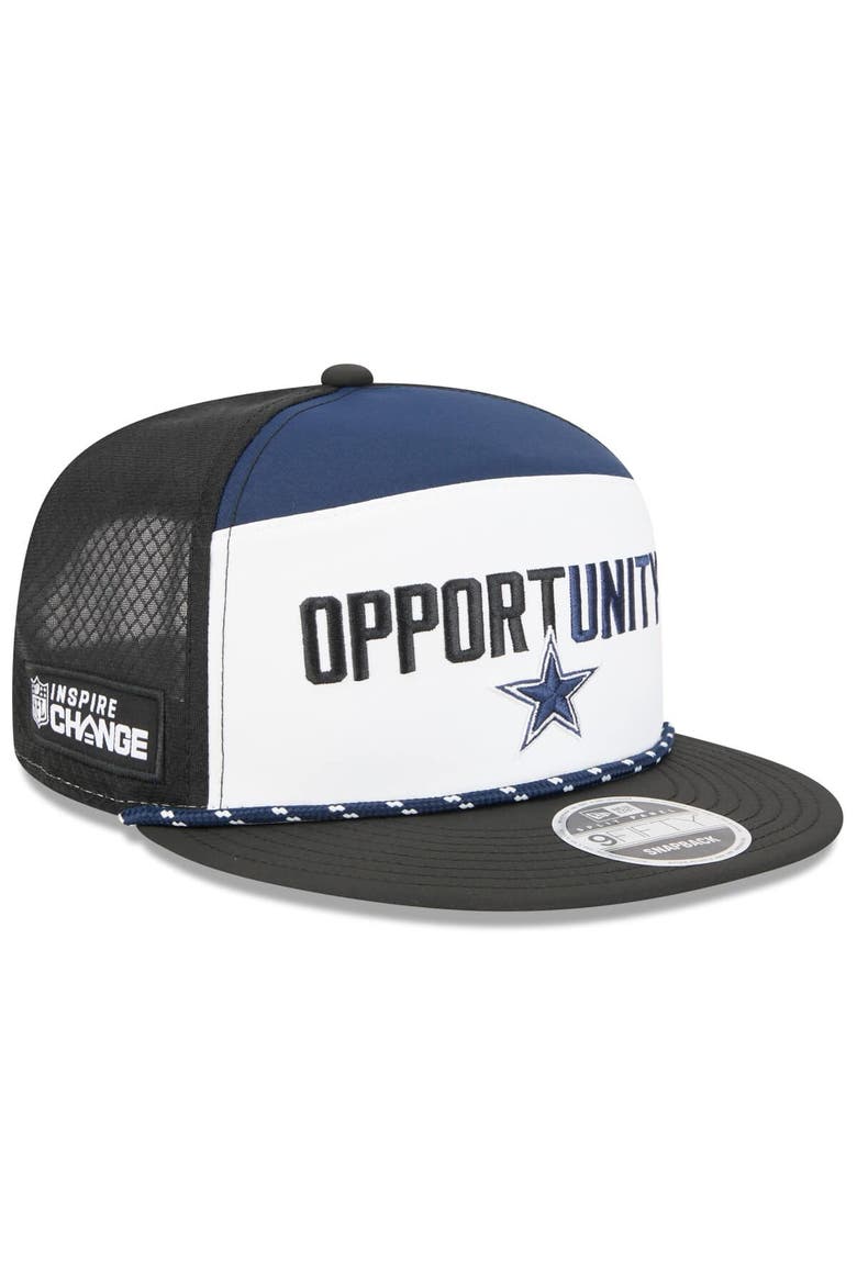 Men's New Era White/Black Dallas Cowboys 2025 Inspire Change Split Panel 9FIFTY Snapback Hat, Main, color, White