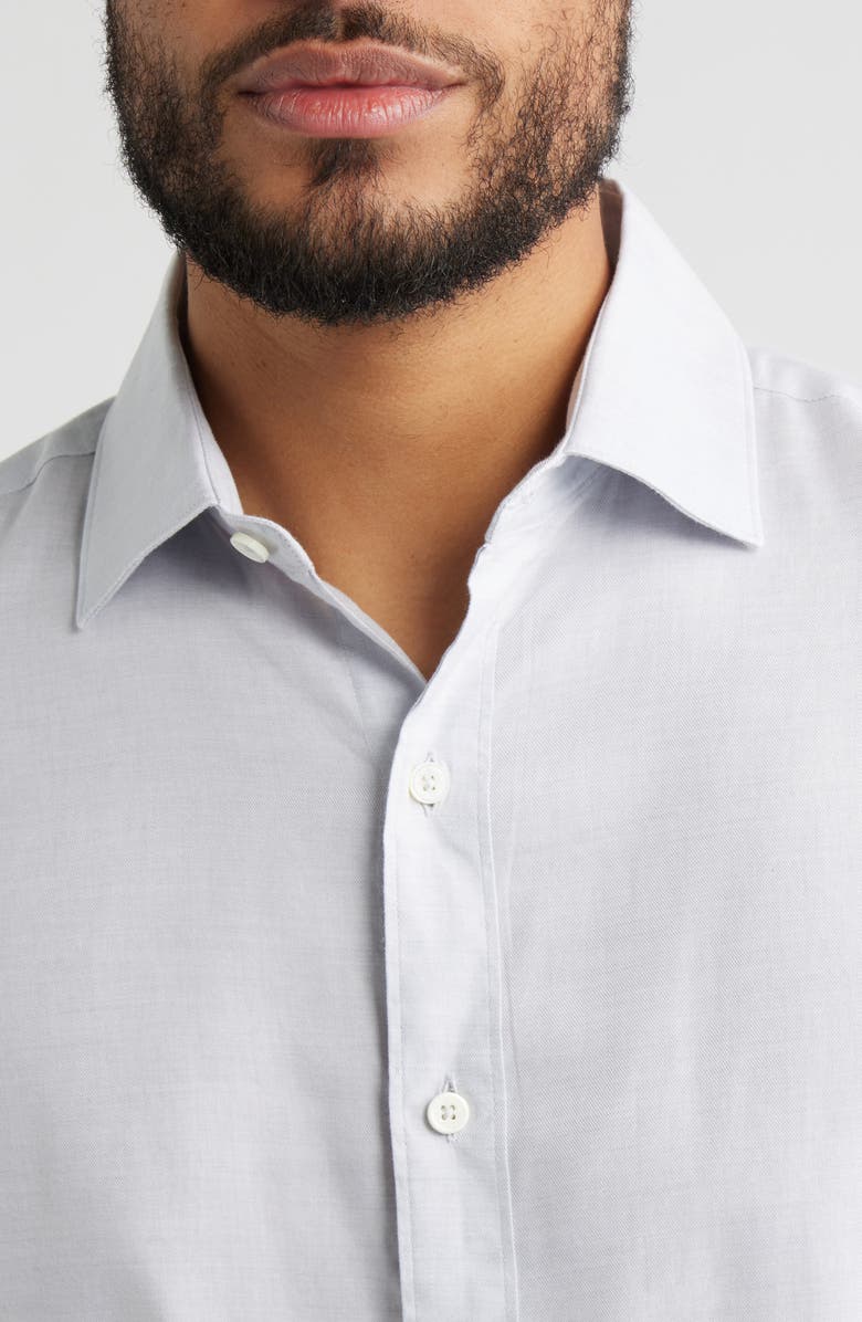 Bugatchi Axel Trim Fit Solid Cotton Blend Button-Up Shirt, Alternate, color, Platinum