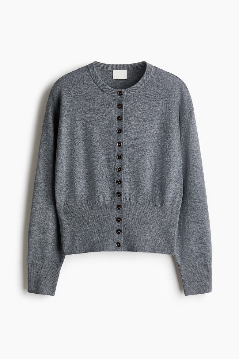 Fine-knit Cardigan, Alternate, color, Gray melange