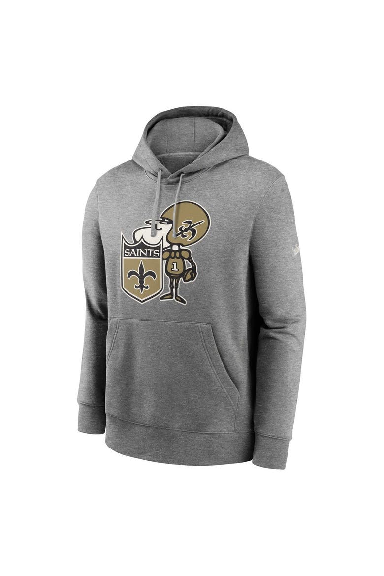 Men's Nike Heathered Gray New Orleans Saints Rewind Club Fleece Pullover Hoodie, Alternate, color, Heather Gray